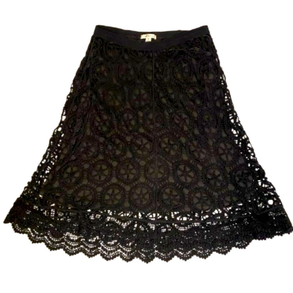 Black Crocheted Midi Skirt
